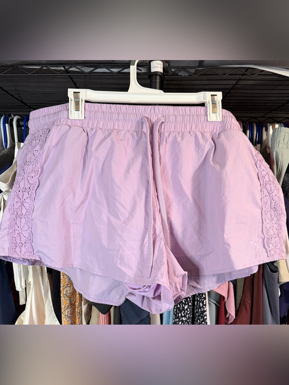 JoyLab Lilac Lace-Trim Athletic Shorts